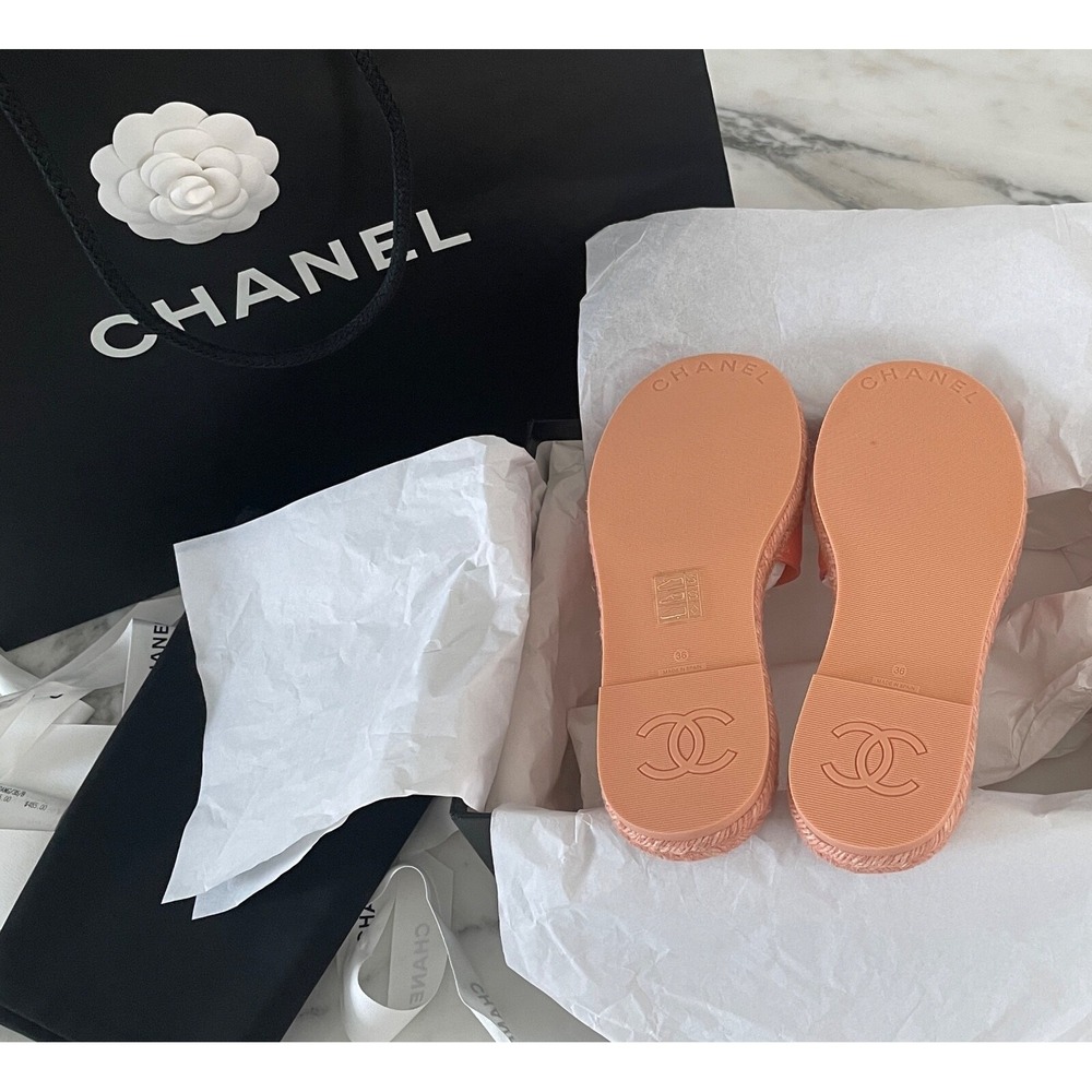 CHANEL light orange women's espadrilles sandals shoes BG397768, Euro Sz. 36, New - Picture 2 of 5